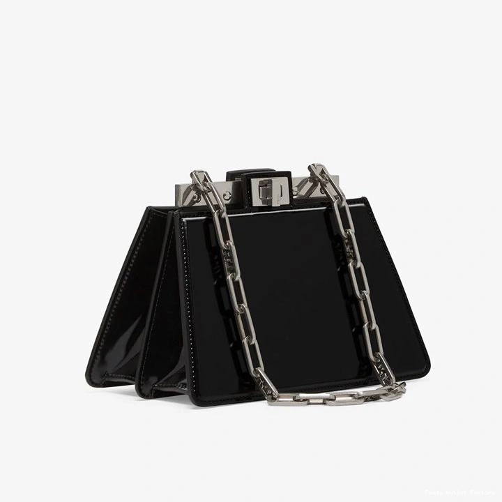 HOT Black Leather Bag Fendi Calf In Peekaboo Mini Cut 0719